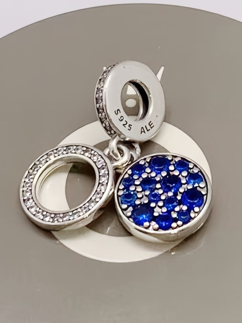 Pandora Sparkling Blue Disc Double Dangle Charm